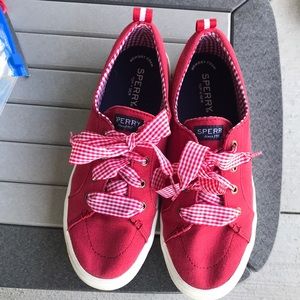 Red Sperry canvas shoes  size 8.5
